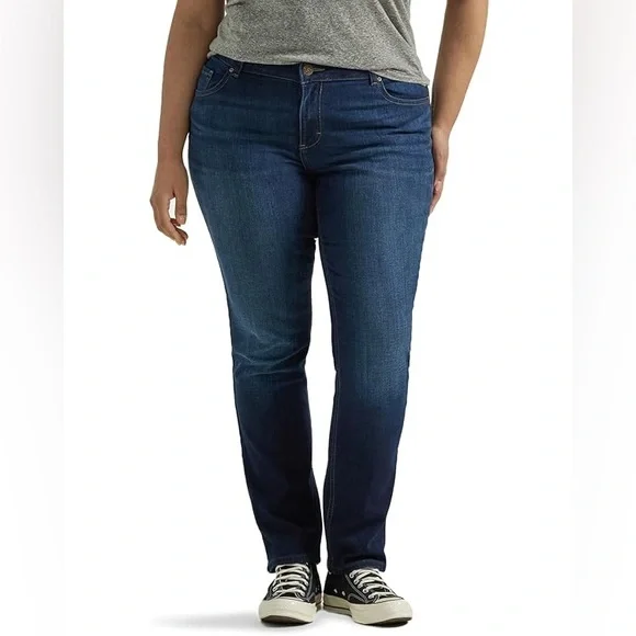 LEE (18) Legendary Mid Rise Straight Leg Jeans Dark Blue Stretch - Size 18 - Picture 15 of 15